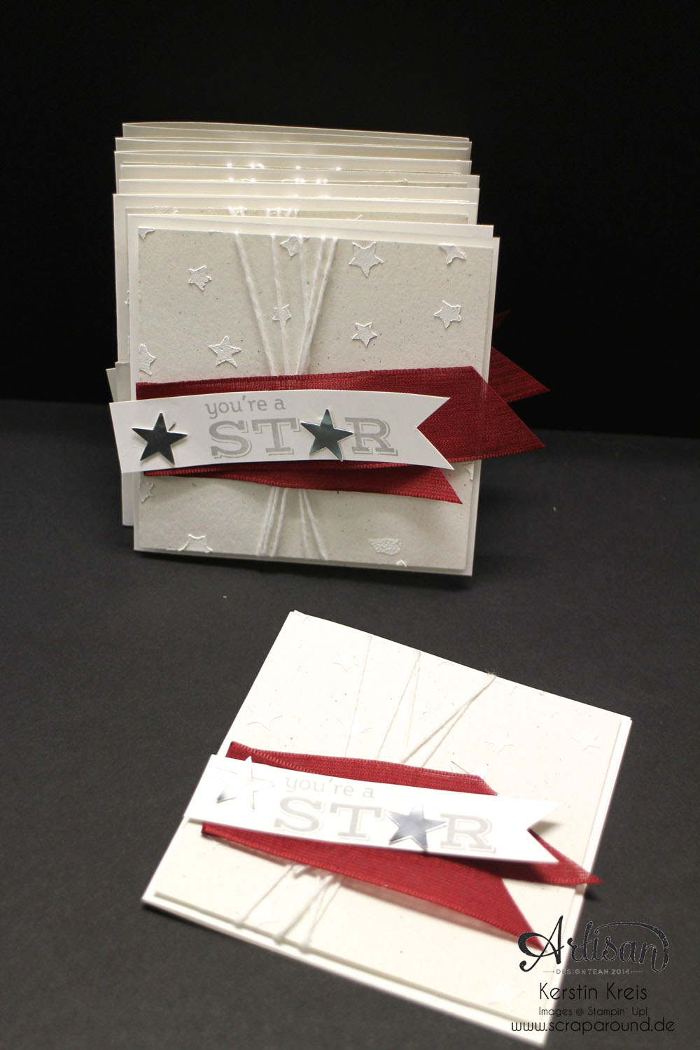 Stamping & Blogging DT Sketch84 Karte "You´re a star" mit Dekoschablone Sterne und Stempelset Pictogram Punches Detailbild1