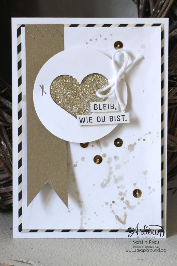 Stamping & Blogging DT Sketch96 Goldfieber Karte mit Sale-a-bration Stempelset "Wie du bist" und Designerpapier "Erstausgabe"